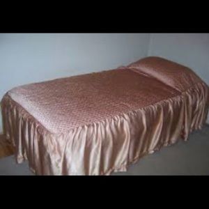 Two vintage mid century bed spreads peach